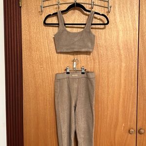 SKIMS Terry XS Bralette and Legging Combo in Desert Color